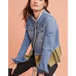 Anthropologie Pilcro and the Letterpress Peplum Denim Jacket Size XS